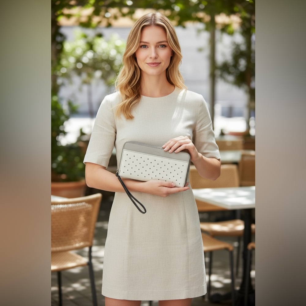 Fossil Black and White Polka Dot Wallet - Picture 3 of 11